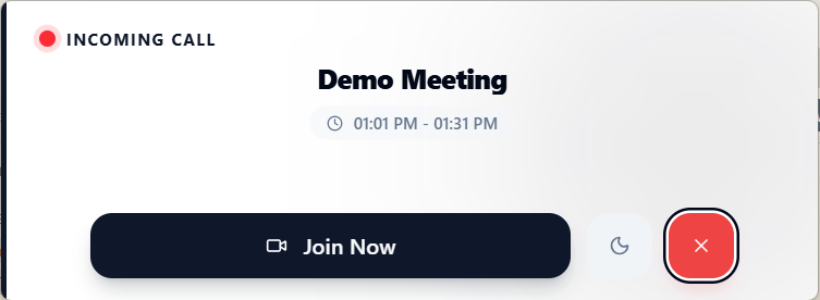 Meeting Ringer popup window