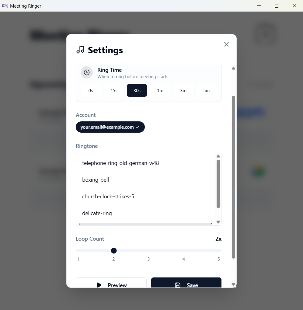 Meeting Ringer settings and specific ringtones